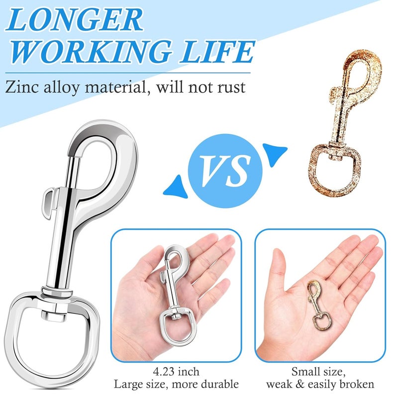 ERKOON Extra Large 4.23 Inch Swivel Eye Bolt Snap Hooks 220Lbs Load Capacity Zinc Alloy Single Ended Flag Clips Heavy Duty Trigger Bolt Hooks (30 Pack) - Image 4